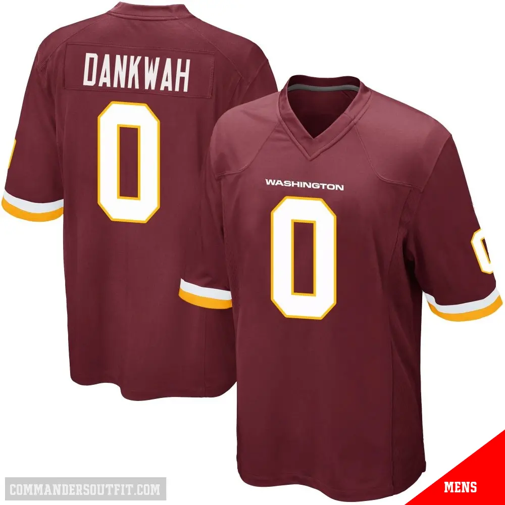 ＃0 Men's Anim Dankwah Game Washington Commanders Burgundy Team Color Jersey