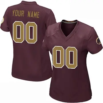 ＃00 Women's Custom Game Washington Commanders Burgundy Alternate Jersey