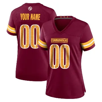 ＃00 Women's Custom Game Washington Commanders Burgundy Jersey