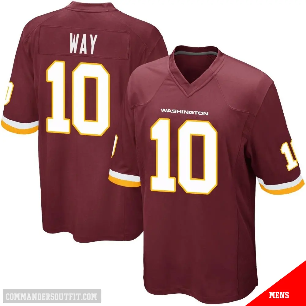 ＃10 Men's Tress Way Game Washington Commanders Burgundy Team Color Jersey