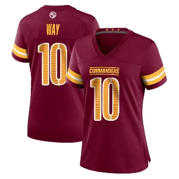 ＃10 Women's Tress Way Game Washington Commanders Burgundy Jersey