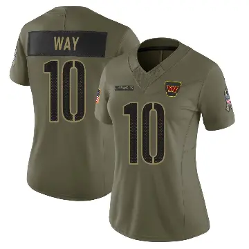 ＃10 Women's Tress Way Olive Limited Washington Commanders 2025 Salute to Service Jersey