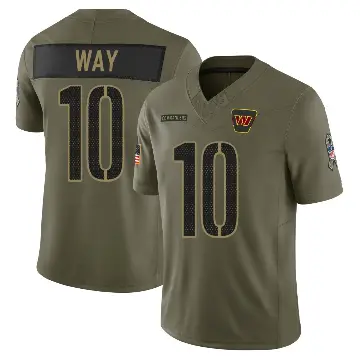 ＃10 Youth Tress Way Olive Limited Washington Commanders 2025 Salute to Service Jersey