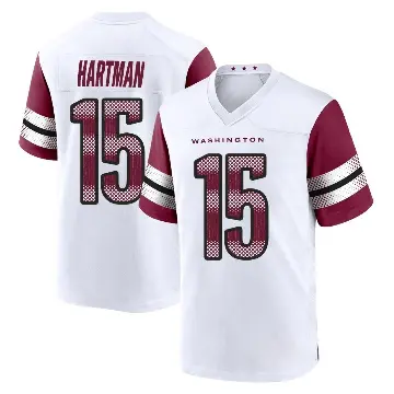 ＃15 Youth Sam Hartman White Game Washington Commanders Jersey
