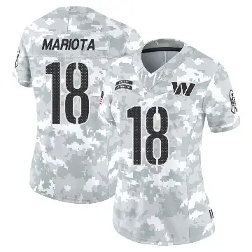 ＃18 Women's Marcus Mariota Arctic Camo Limited Washington Commanders 2024 Salute to Service Jersey