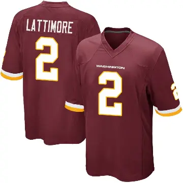 ＃2 Youth Marshon Lattimore Game Washington Commanders Burgundy Team Color Jersey