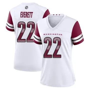 ＃22 Women's Deshazor Everett White Game Washington Commanders Jersey