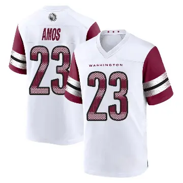 ＃23 Men's Trey Amos White Game Washington Commanders Jersey
