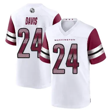＃24 Men's Michael Davis White Game Washington Commanders Jersey