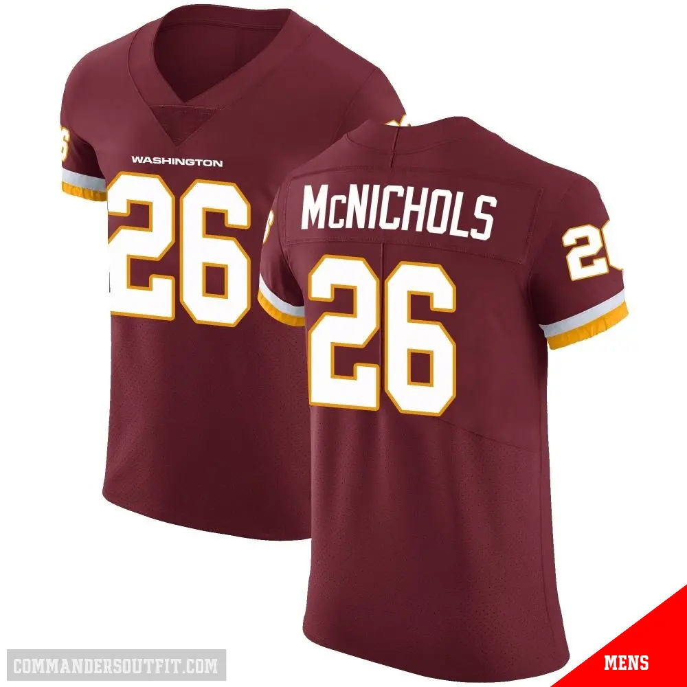 ＃26 Men's Jeremy McNichols Elite Washington Commanders Burgundy Team Color Vapor Untouchable Jersey