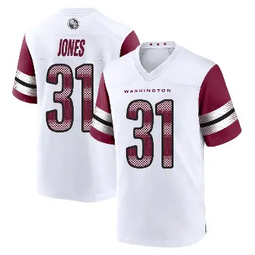 ＃31 Men's Jonathan Jones White Game Washington Commanders Jersey