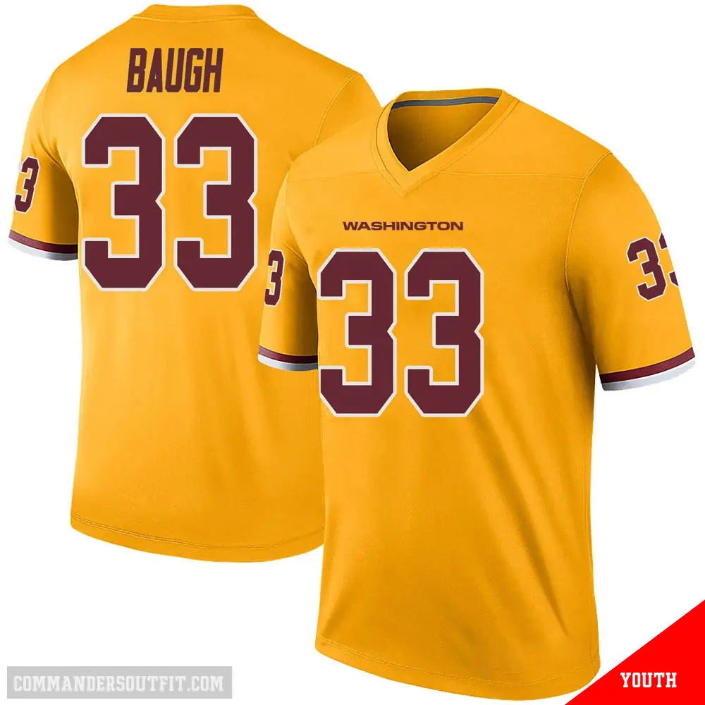 ＃33 Youth Sammy Baugh Gold Legend Washington Commanders Color Rush Jersey