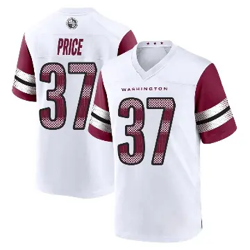 ＃37 Men's Bobby Price White Game Washington Commanders Jersey