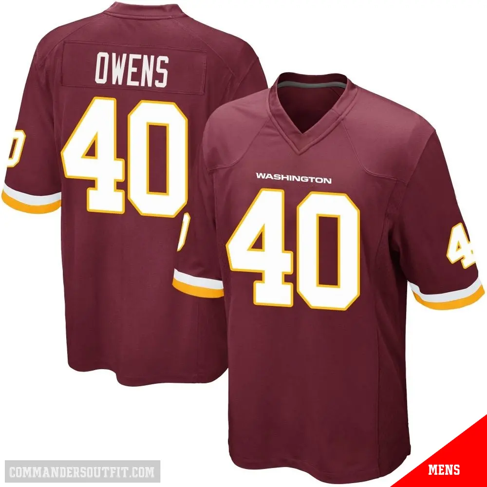＃40 Men's Tyler Owens Game Washington Commanders Burgundy Team Color Jersey