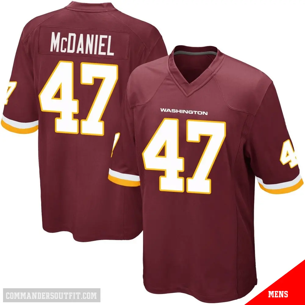 ＃47 Men's Robert McDaniel Game Washington Commanders Burgundy Team Color Jersey