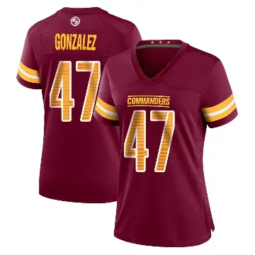 ＃47 Women's Zane Gonzalez Game Washington Commanders Burgundy Jersey