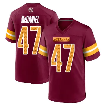 ＃47 Youth Robert McDaniel Game Washington Commanders Burgundy Jersey