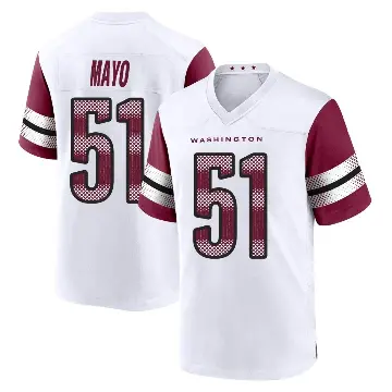 ＃51 Youth David Mayo White Game Washington Commanders Jersey
