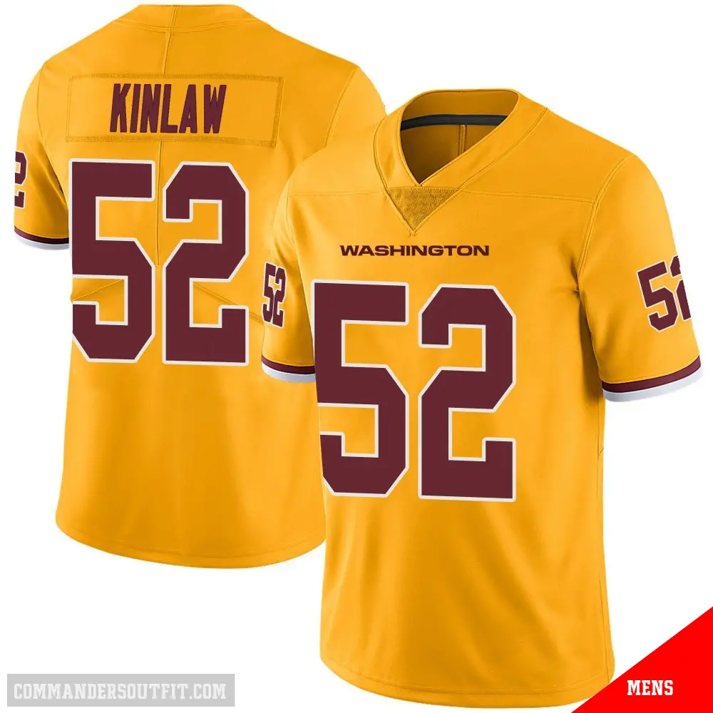 ＃52 Men's Javon Kinlaw Gold Limited Washington Commanders Color Rush Jersey