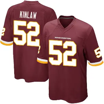 ＃52 Youth Javon Kinlaw Game Washington Commanders Burgundy Team Color Jersey