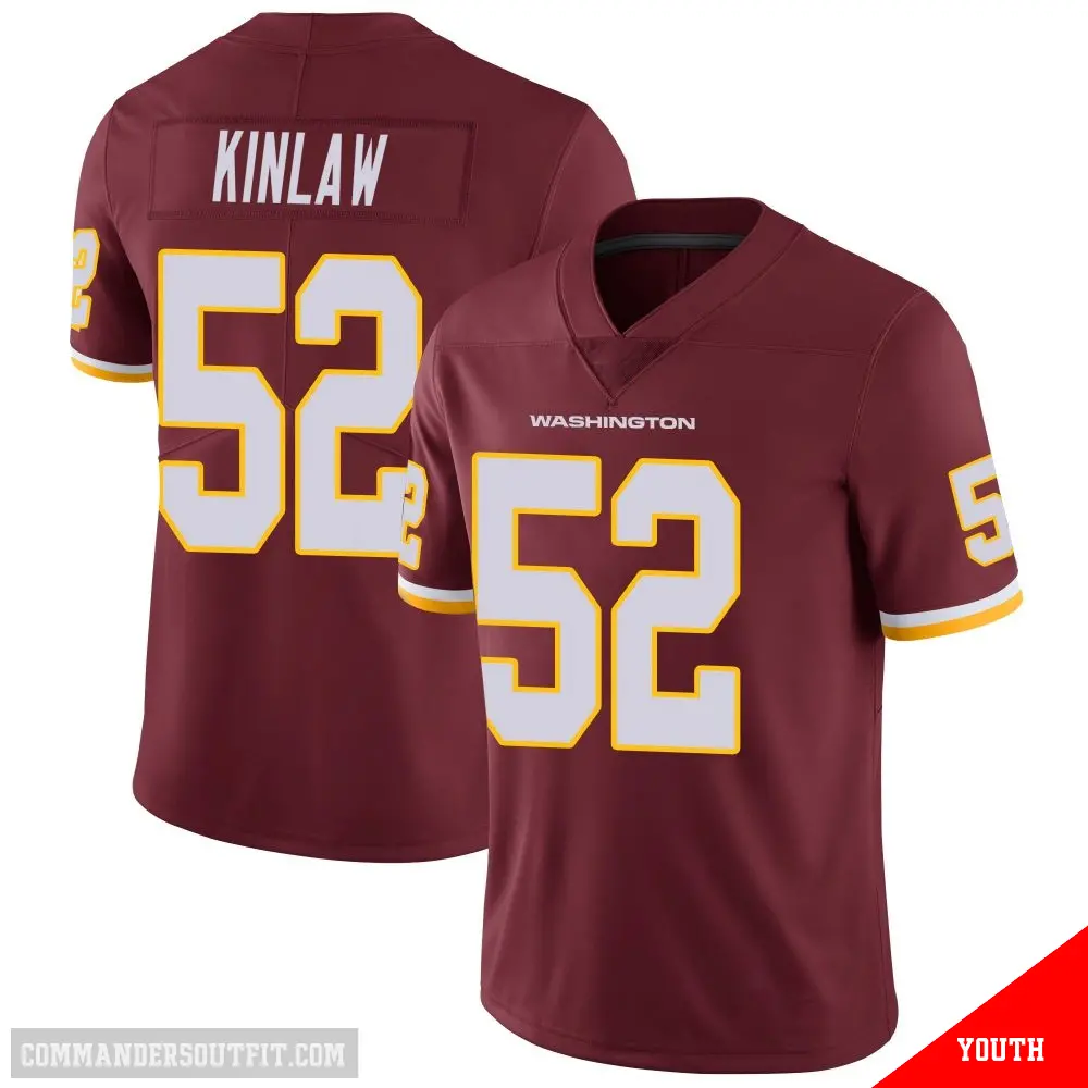 ＃52 Youth Javon Kinlaw Limited Washington Commanders Burgundy Team Color Vapor Untouchable Jersey