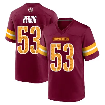 ＃53 Men's Nate Herbig Game Washington Commanders Burgundy Jersey