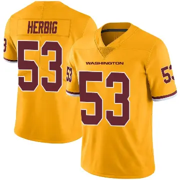 ＃53 Men's Nate Herbig Gold Limited Washington Commanders Color Rush Jersey