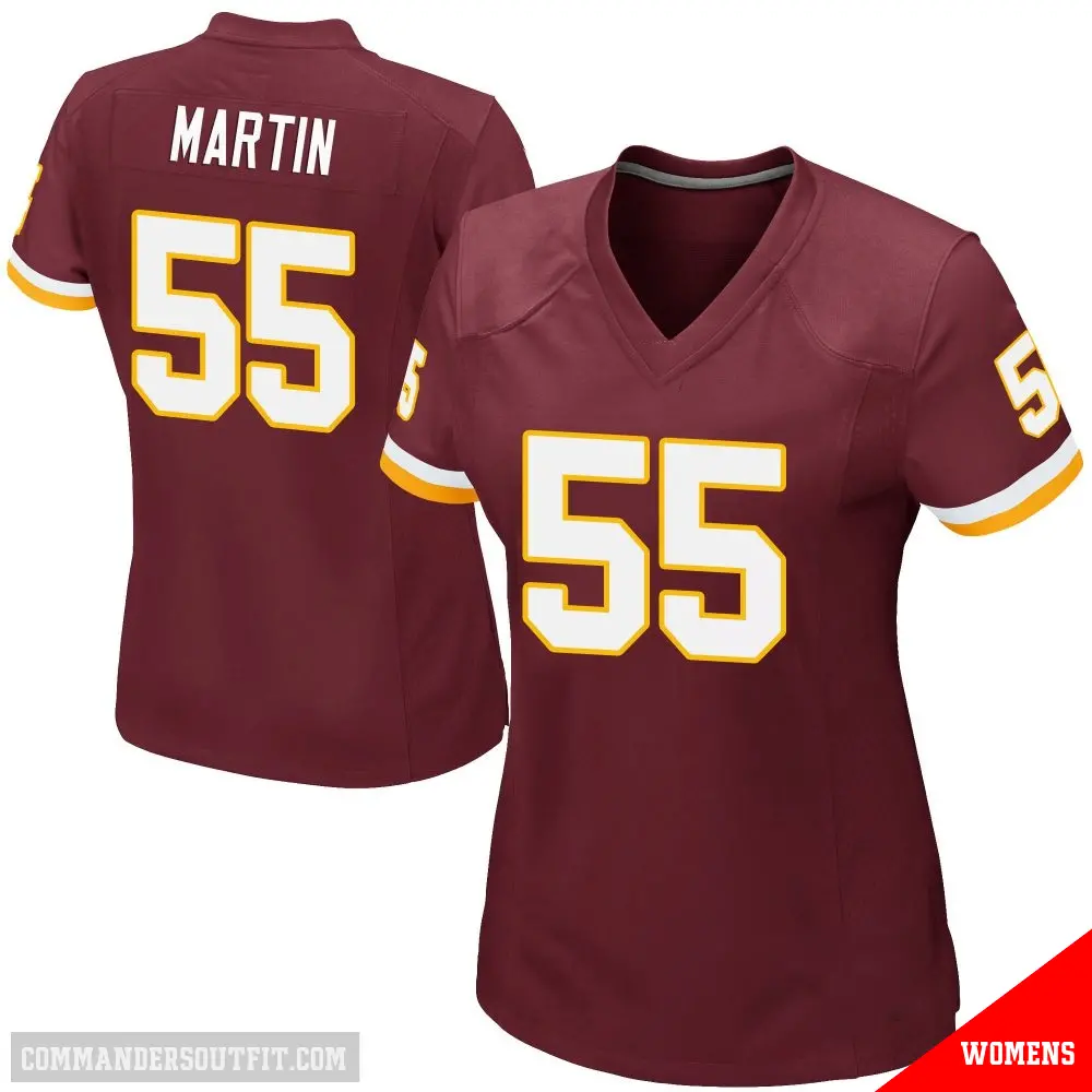 ＃55 Women's Jacob Martin Game Washington Commanders Burgundy Team Color Jersey