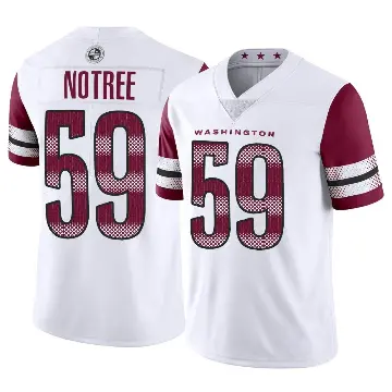＃59 Men's Bryce Notree White Limited Washington Commanders Vapor Jersey