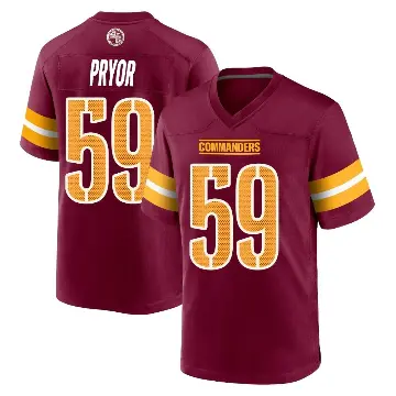 ＃59 Youth Joshua Pryor Game Washington Commanders Burgundy Jersey