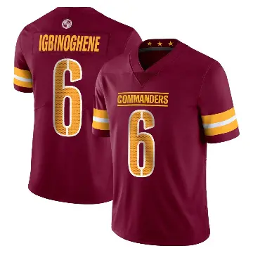 ＃6 Men's Noah Igbinoghene Limited Washington Commanders Vapor Burgundy Jersey