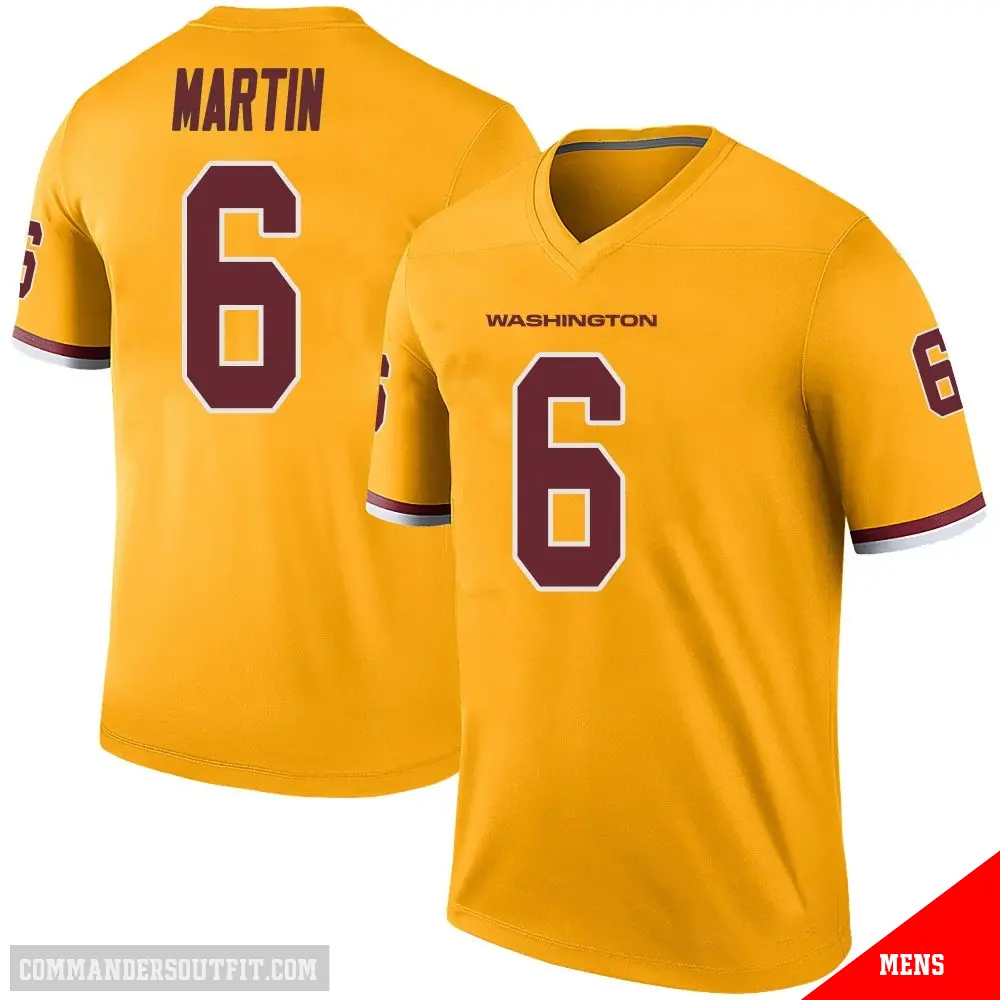 ＃6 Men's Tay Martin Gold Legend Washington Commanders Color Rush Jersey