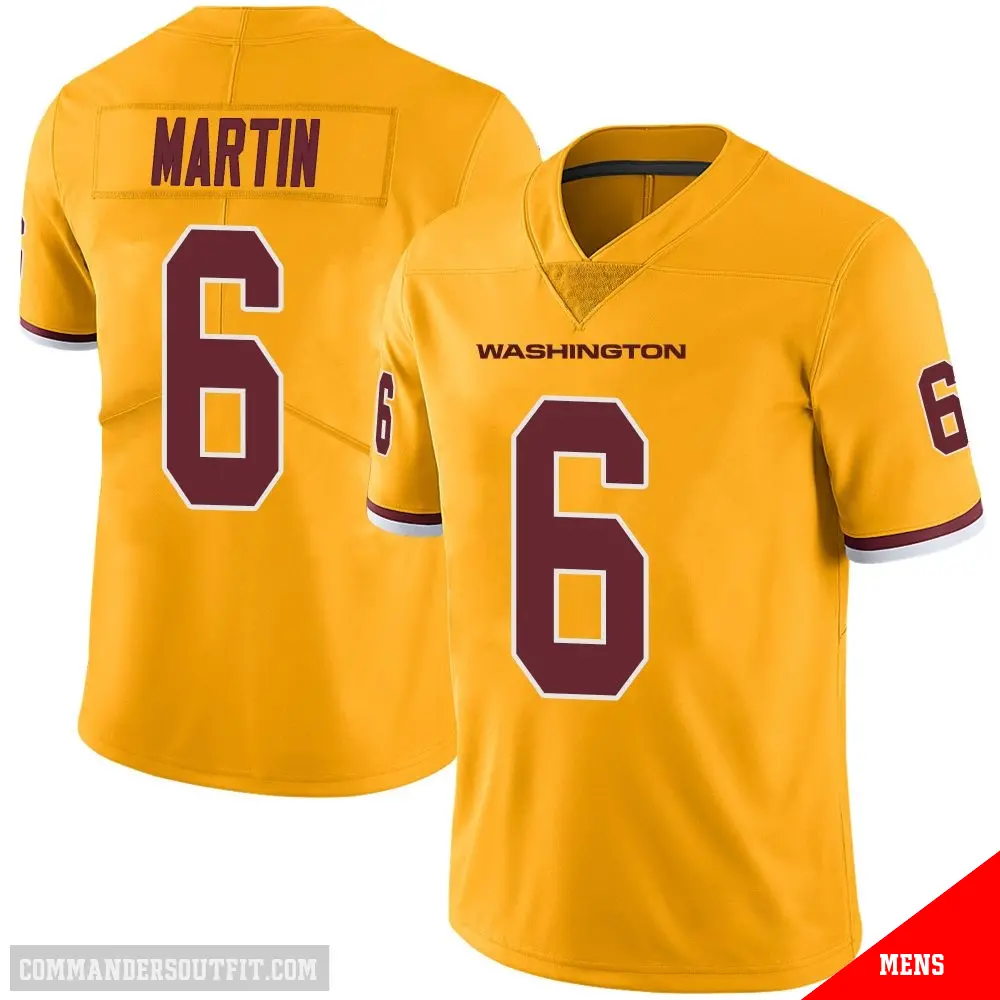 ＃6 Men's Tay Martin Gold Limited Washington Commanders Color Rush Jersey
