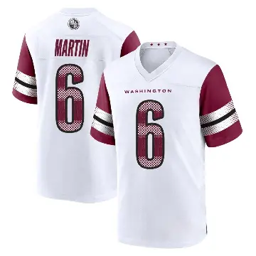 ＃6 Men's Tay Martin White Game Washington Commanders Jersey