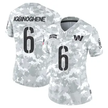 ＃6 Women's Noah Igbinoghene Arctic Camo Limited Washington Commanders 2024 Salute to Service Jersey