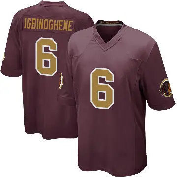 ＃6 Youth Noah Igbinoghene Game Washington Commanders Burgundy Alternate Jersey