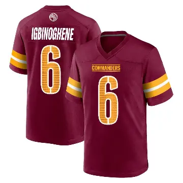 ＃6 Youth Noah Igbinoghene Game Washington Commanders Burgundy Jersey