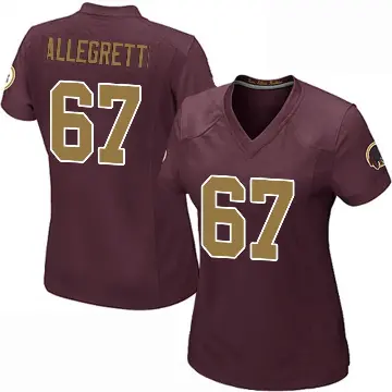 ＃67 Women's Nick Allegretti Game Washington Commanders Burgundy Alternate Jersey
