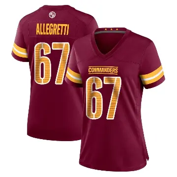 ＃67 Women's Nick Allegretti Game Washington Commanders Burgundy Jersey