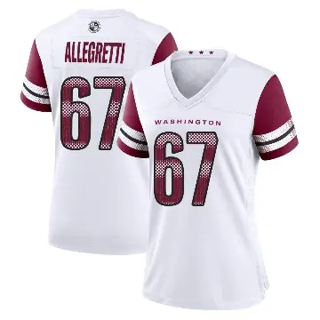 ＃67 Women's Nick Allegretti White Game Washington Commanders Jersey