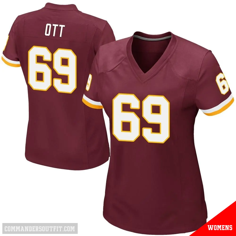 ＃69 Women's Tyler Ott Game Washington Commanders Burgundy Team Color Jersey