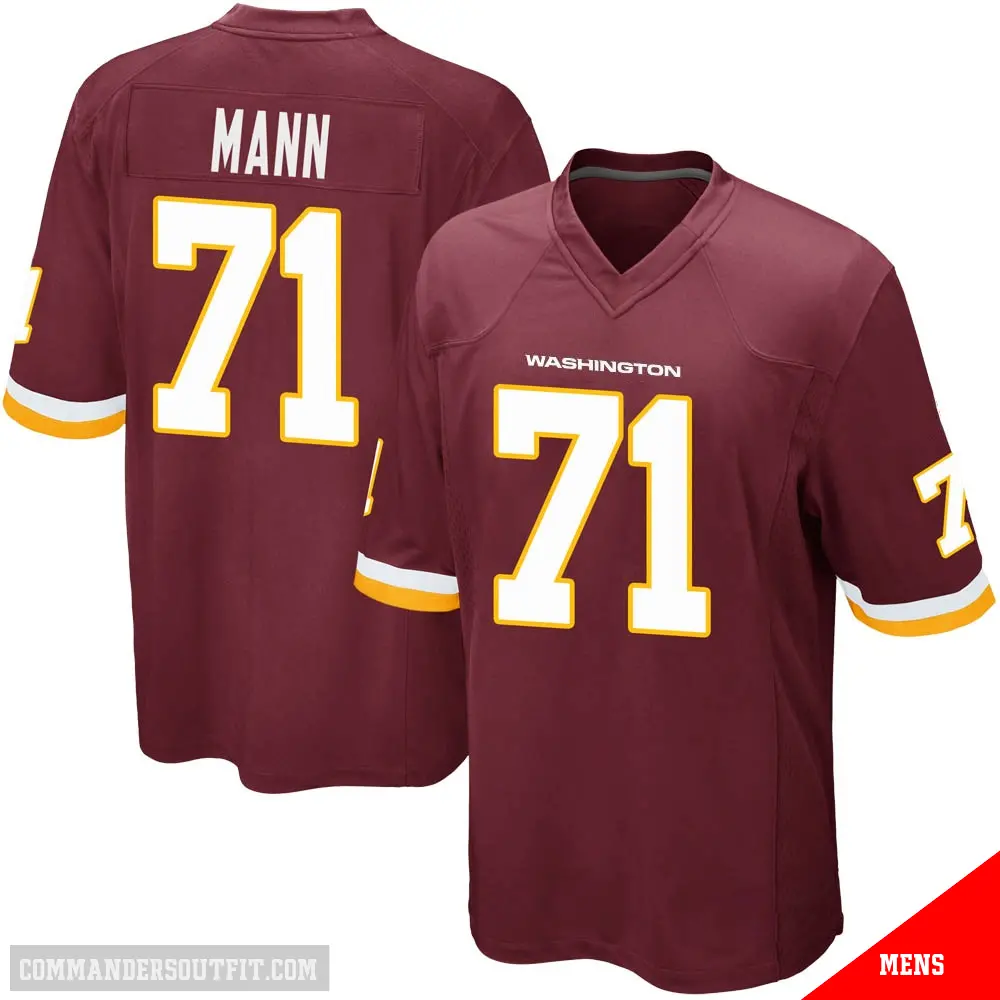 ＃71 Men's Charles Mann Game Washington Commanders Burgundy Team Color Jersey