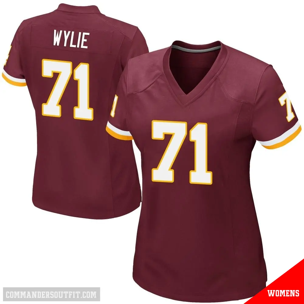 ＃71 Women's Andrew Wylie Game Washington Commanders Burgundy Team Color Jersey