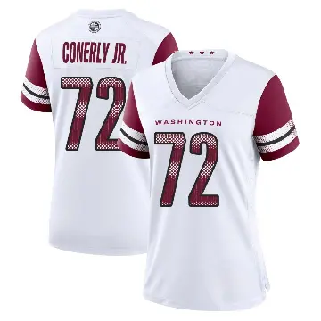 ＃72 Women's Josh Conerly Jr. White Game Washington Commanders Jersey