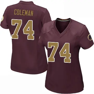 ＃74 Women's Brandon Coleman Game Washington Commanders Burgundy Alternate Jersey