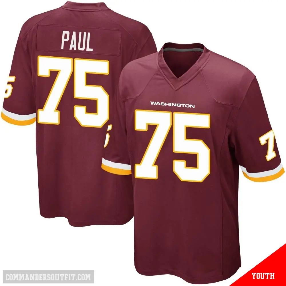 ＃75 Youth Chris Paul Game Washington Commanders Burgundy Team Color Jersey