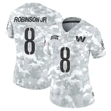 ＃8 Women's Brian Robinson Jr. Arctic Camo Limited Washington Commanders 2024 Salute to Service Jersey