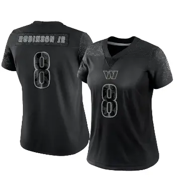 ＃8 Women's Brian Robinson Jr. Black Limited Washington Commanders Reflective Jersey