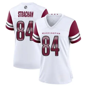 ＃84 Women's Mike Strachan White Game Washington Commanders Jersey