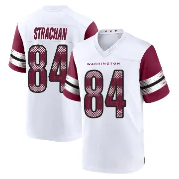 ＃84 Youth Mike Strachan White Game Washington Commanders Jersey